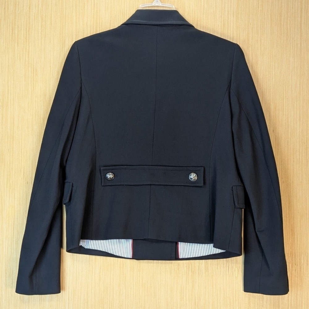 Lands End Jacket Coat Womens 14 Navy Blue Sailor Nautical Preppy Double Breasted - Picture 3 of 7